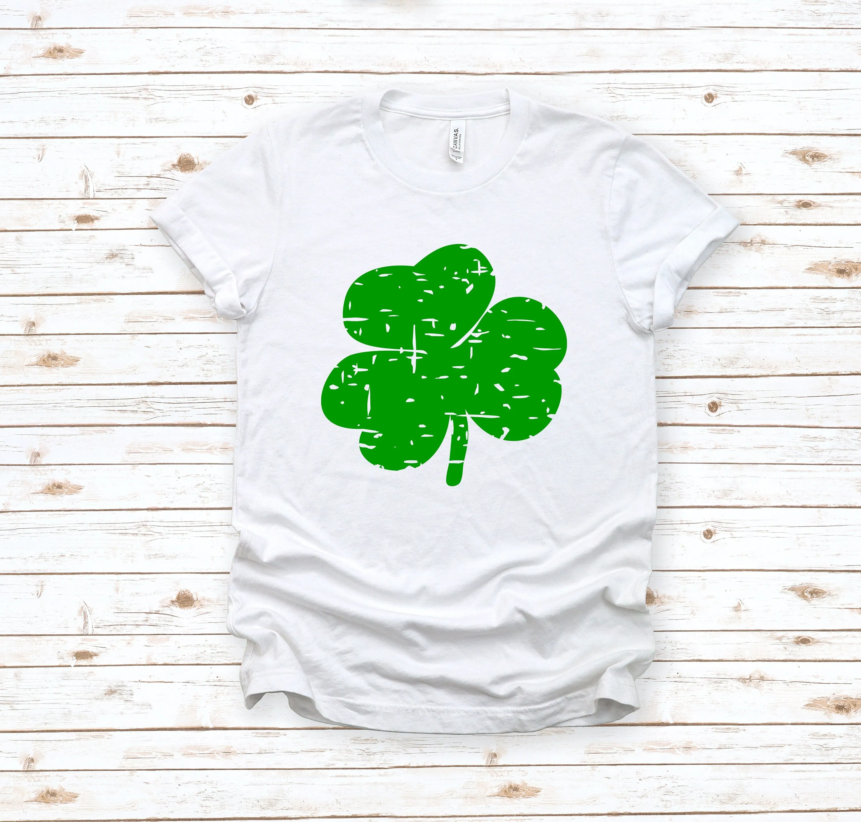 Retro Faded Shamrock Adult T Shirt - St. Patrick's Day Shirt - Lucky - Green - Teacher School Shirt