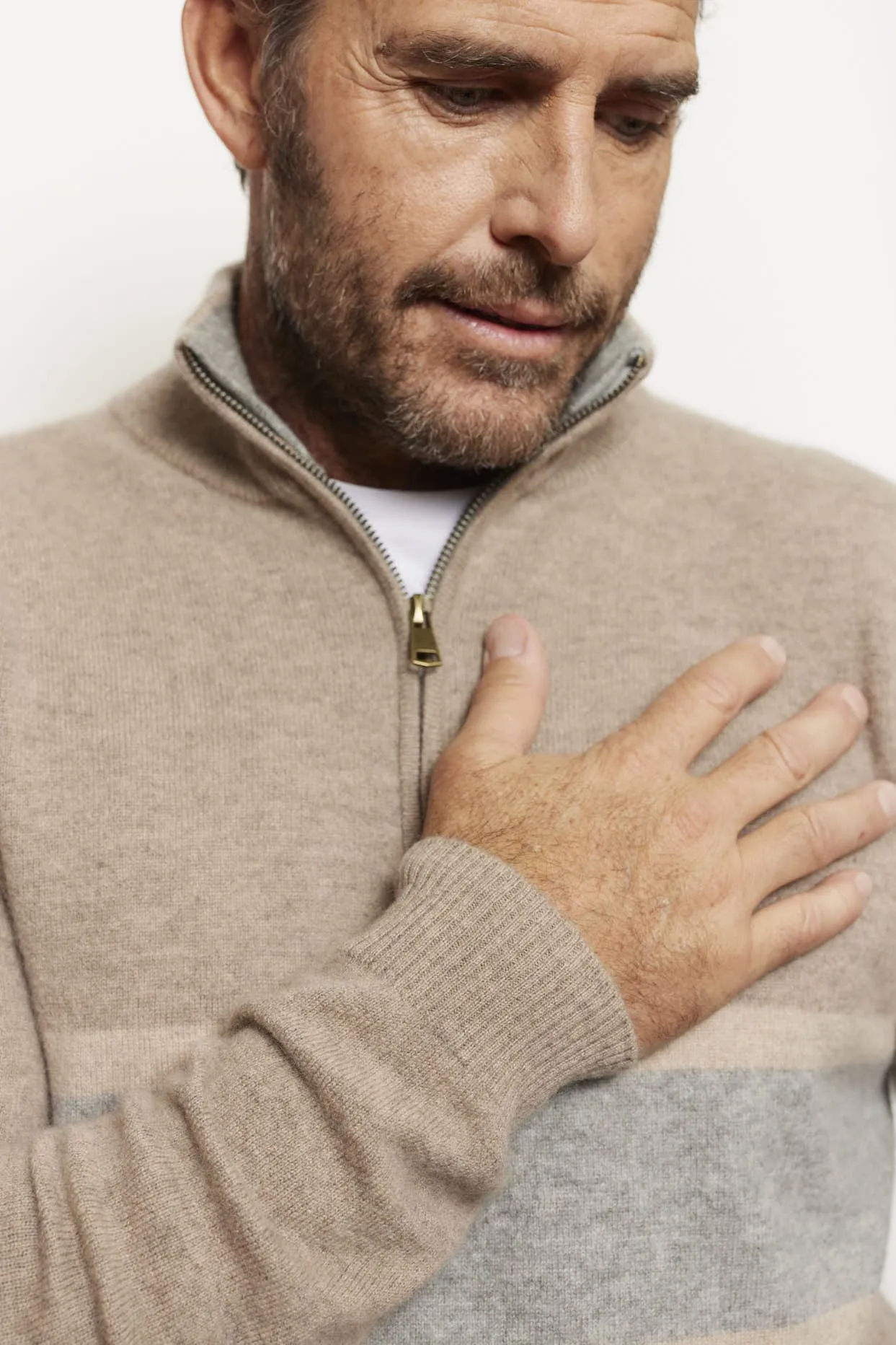 Ricky Stripe Cashmere Sweater in Walnut