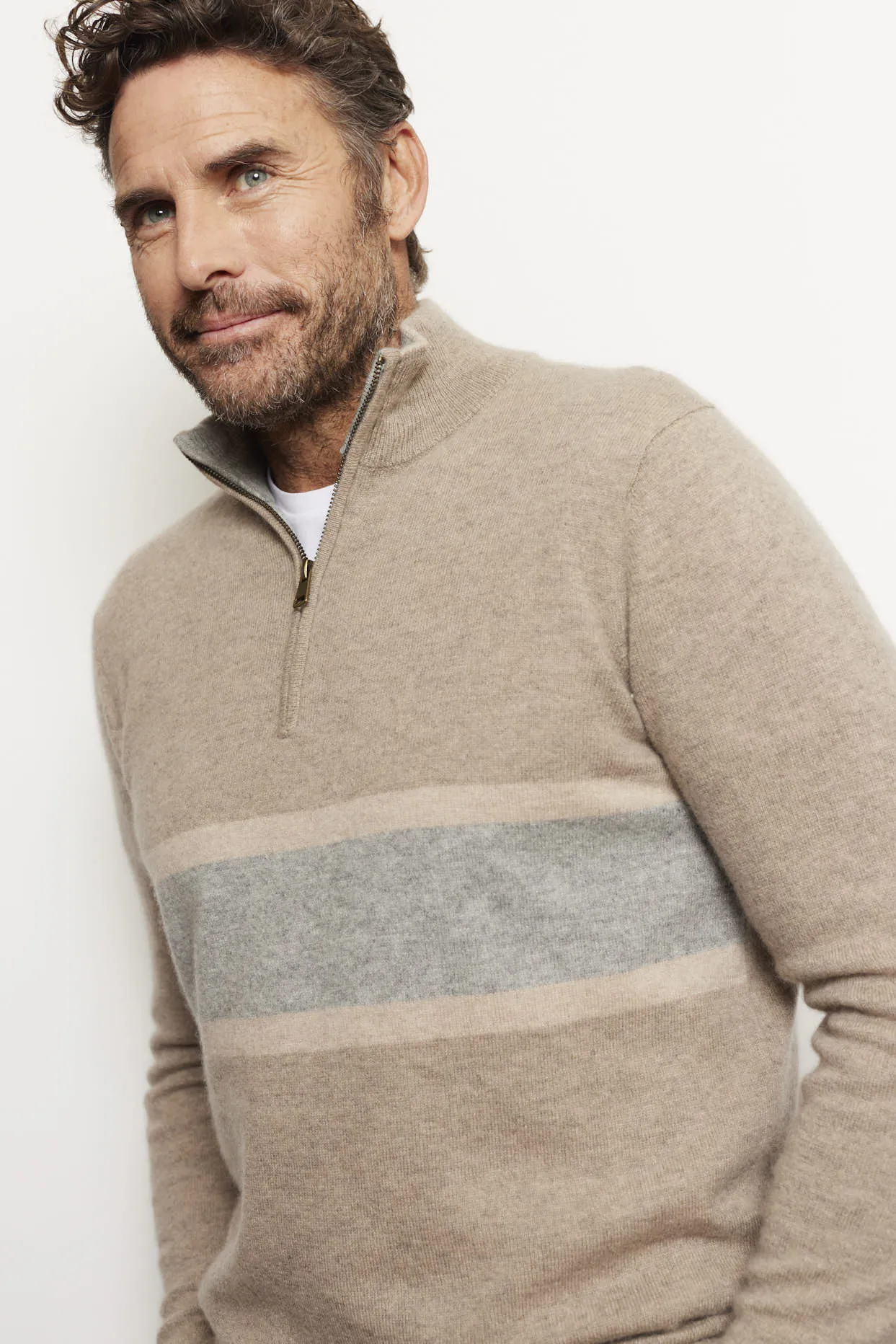 Ricky Stripe Cashmere Sweater in Walnut