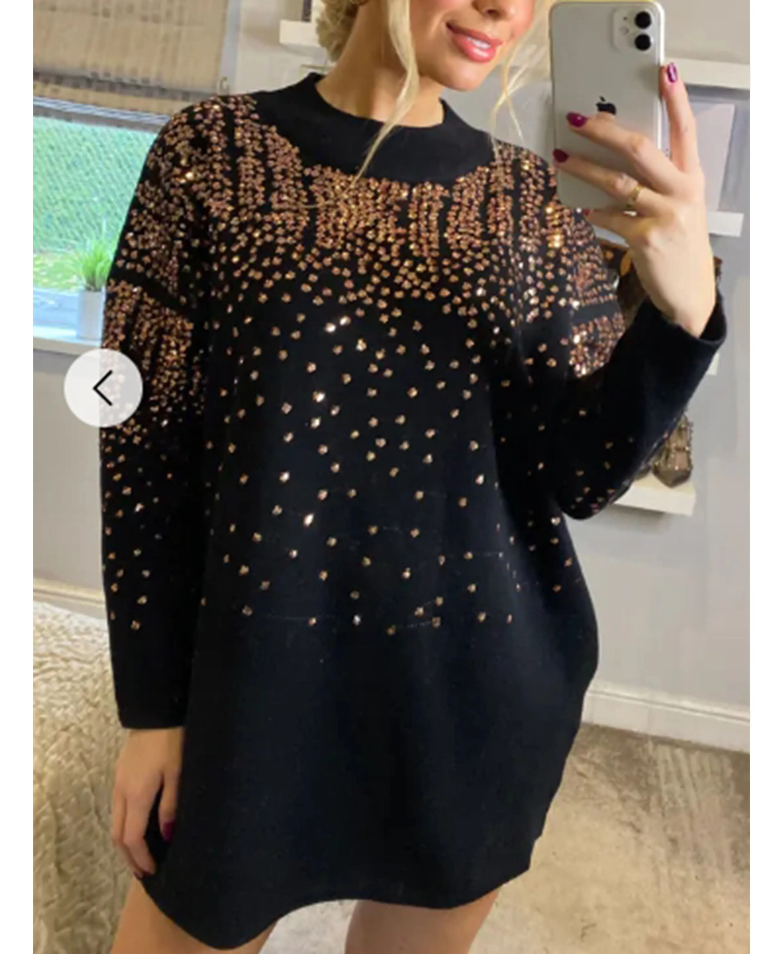 Sequin embellished shoulder and front soft knit Jumper
