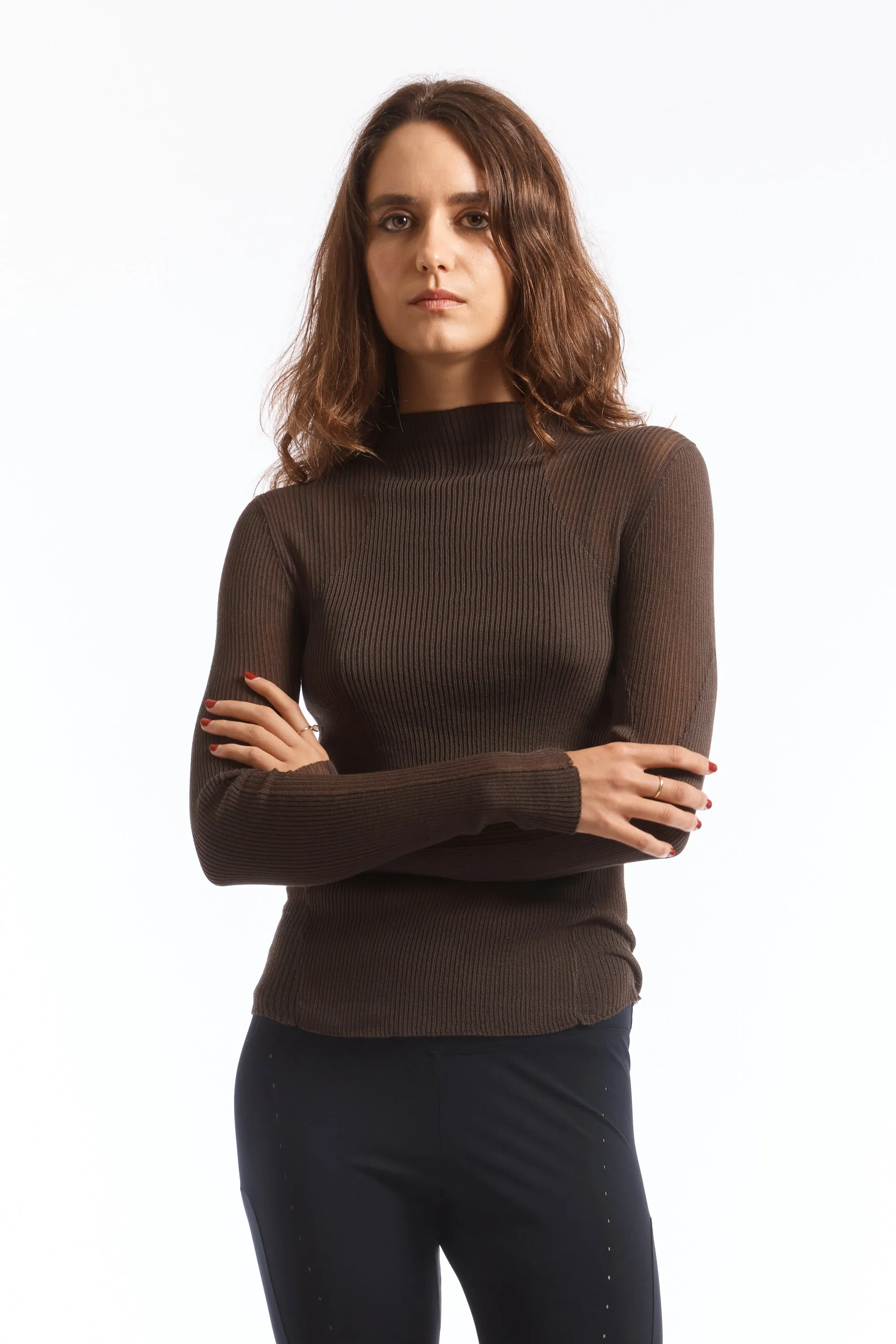 Sheer Knit Dark Brown