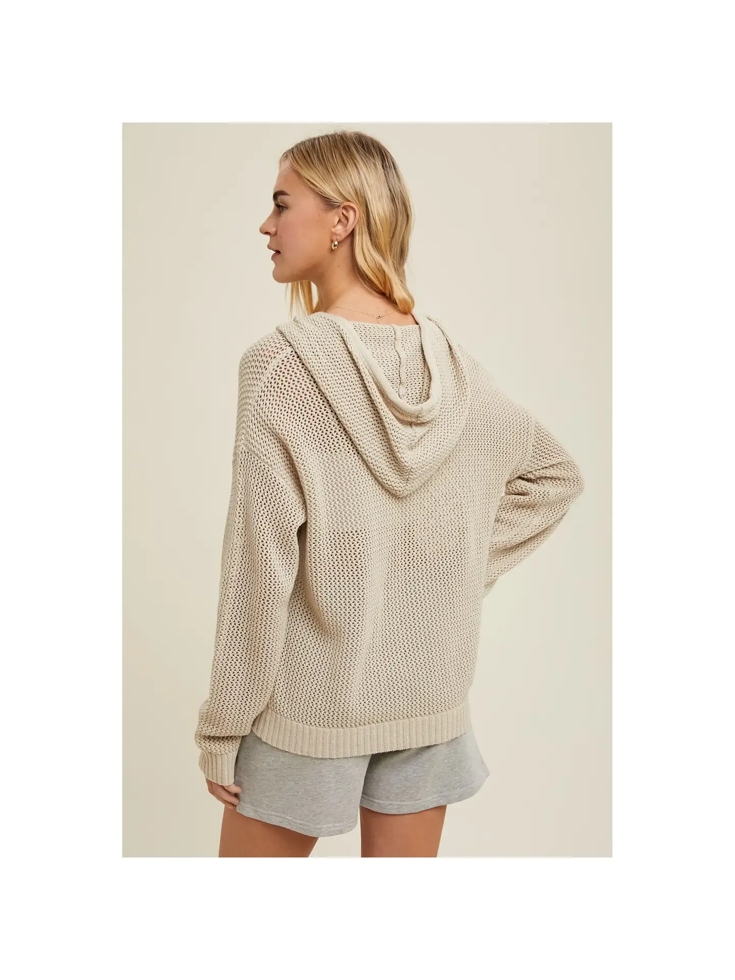 Shell Crochet Sweater Zip-Up Hoodie
