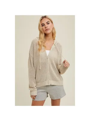 Shell Crochet Sweater Zip-Up Hoodie