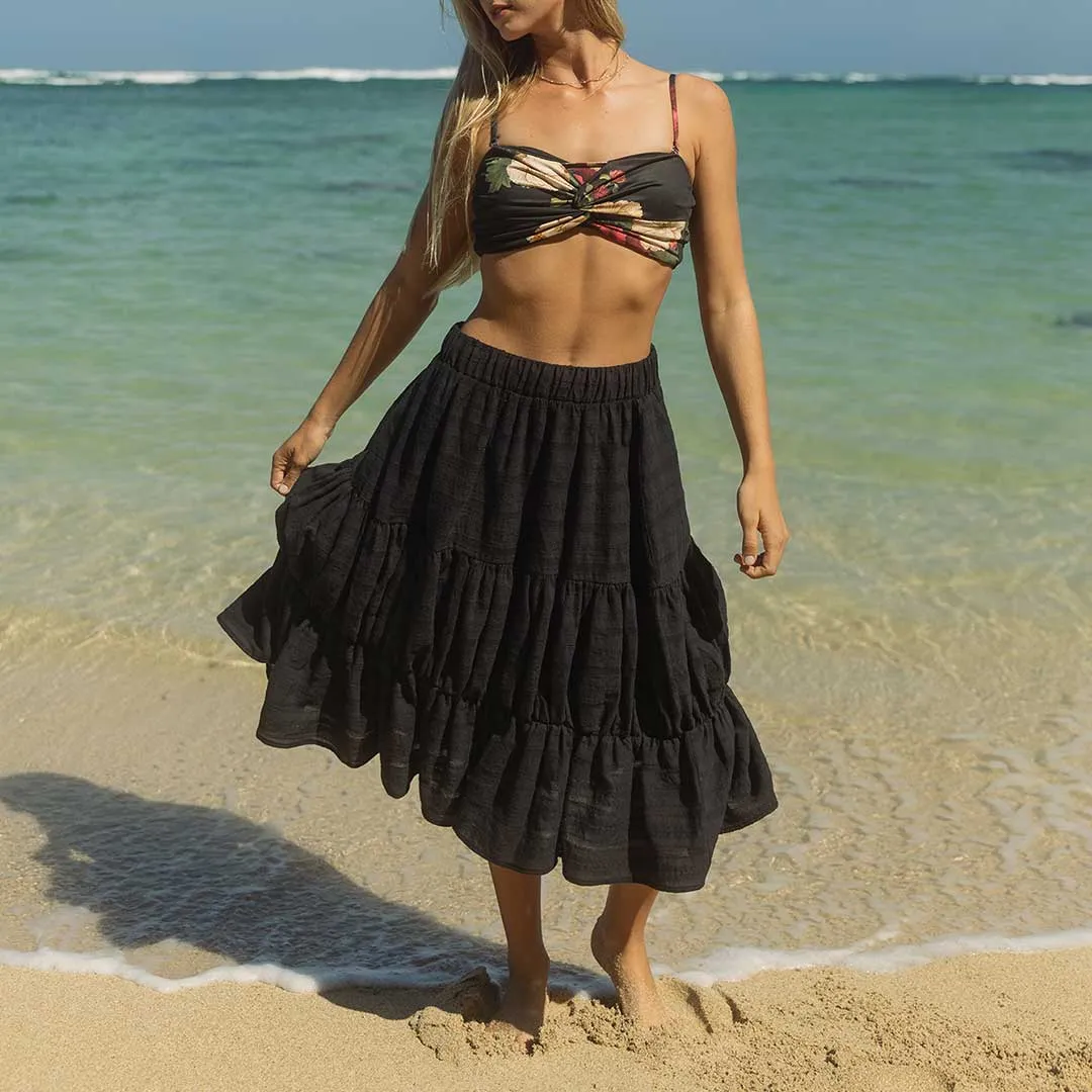 Short Tiered Skirt, Black