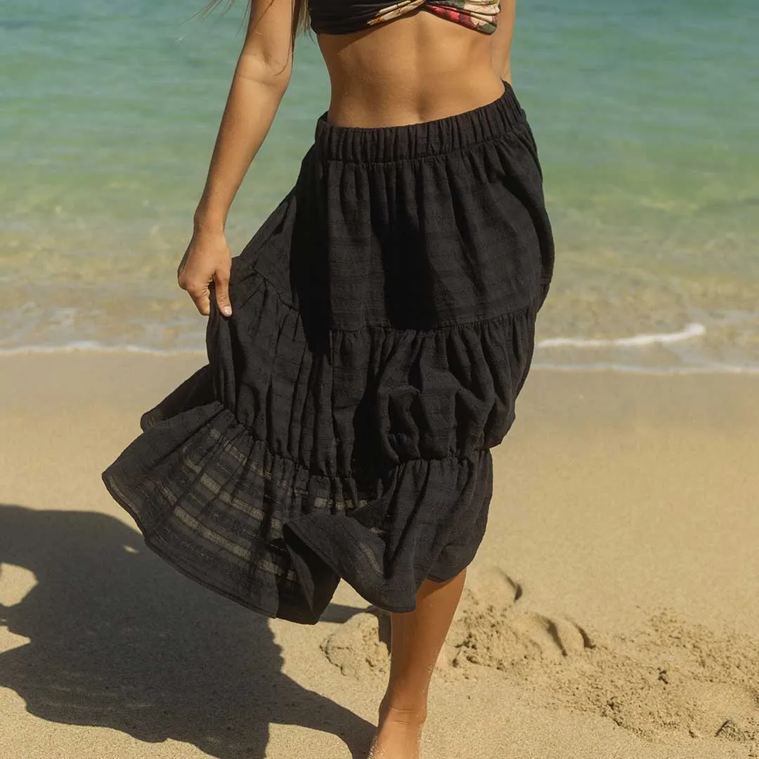 Short Tiered Skirt, Black