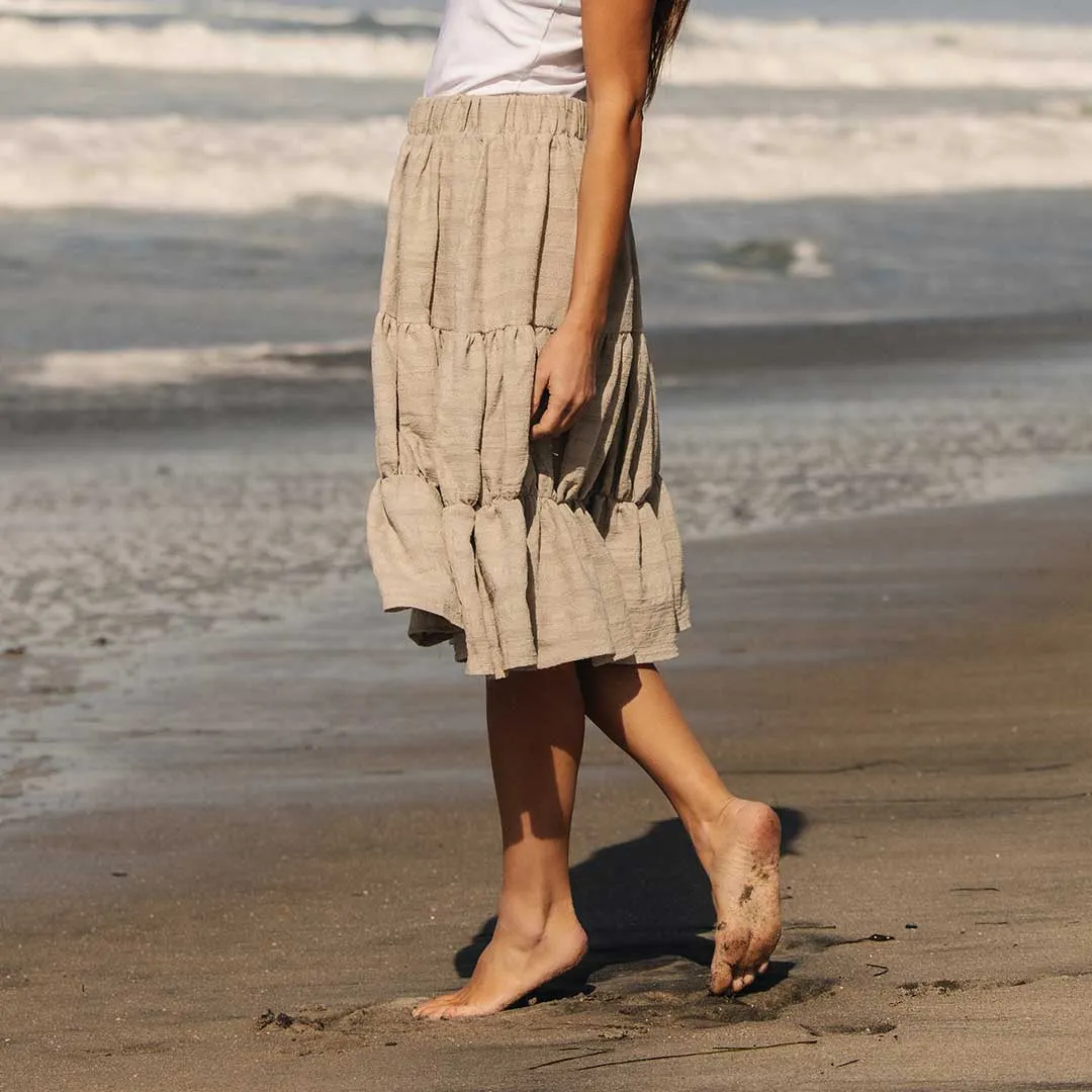 Short Tiered Skirt, Dune
