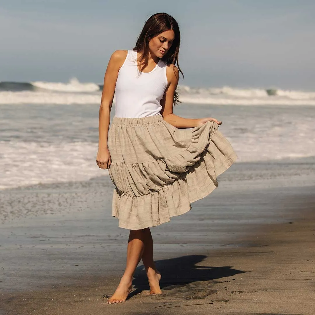 Short Tiered Skirt, Dune