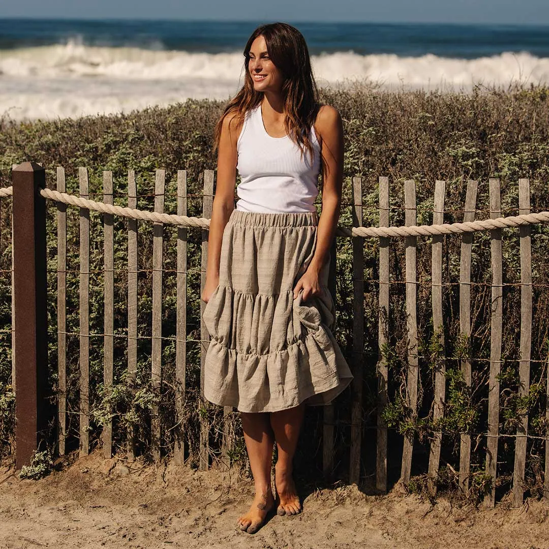Short Tiered Skirt, Dune