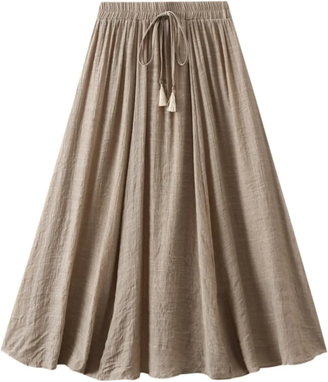 Skirt Womens Womens Boho Elastic High Waist Pleated A-Line Flowy Swing Tiered Maxi Long Skirt Dress with Pockets