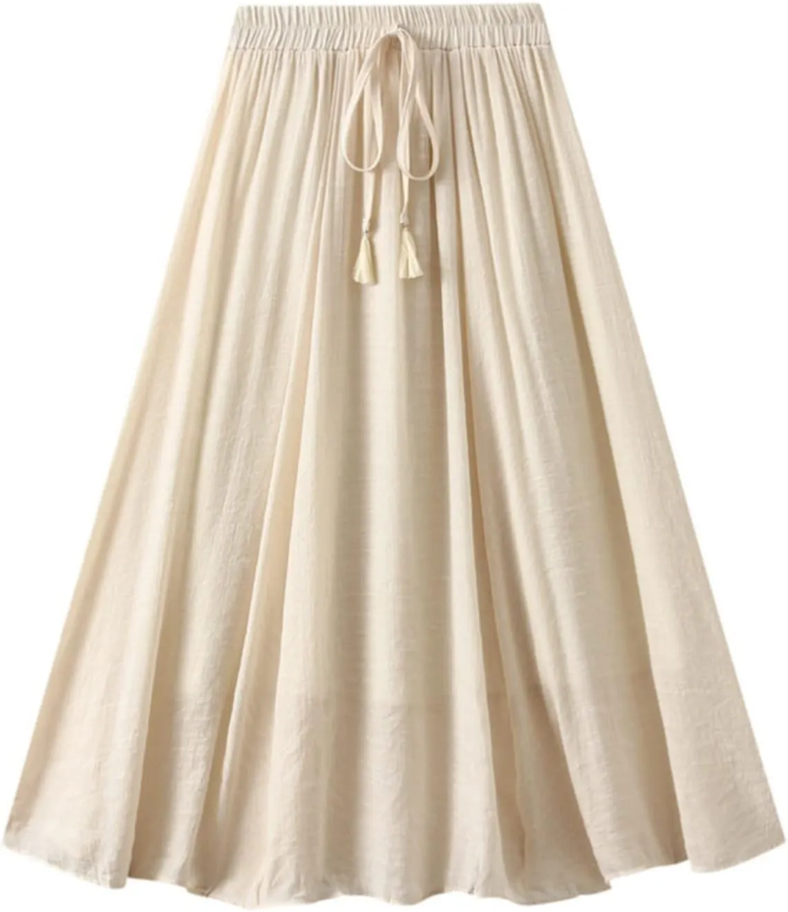 Skirt Womens Womens Boho Elastic High Waist Pleated A-Line Flowy Swing Tiered Maxi Long Skirt Dress with Pockets
