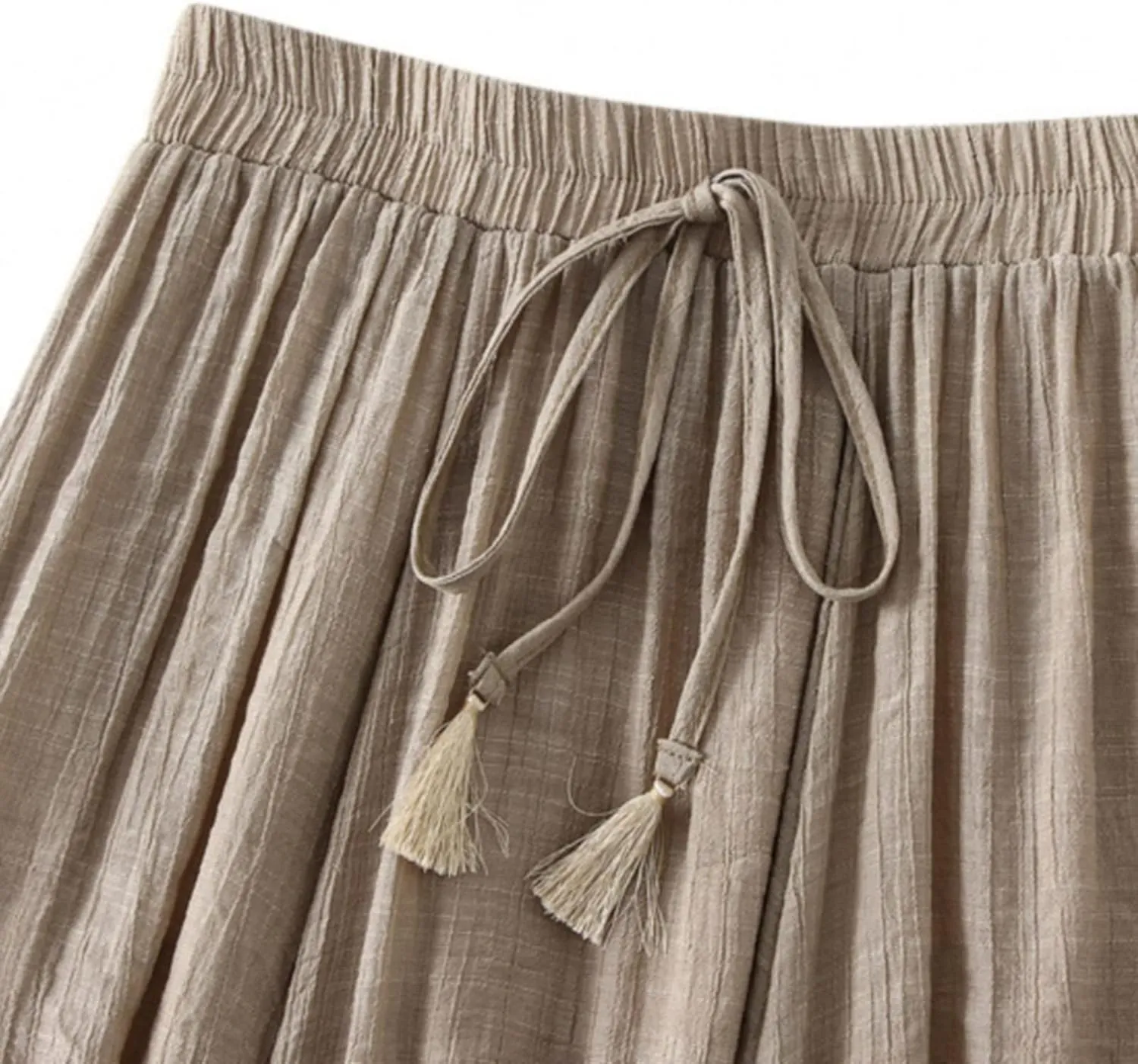 Skirt Womens Womens Boho Elastic High Waist Pleated A-Line Flowy Swing Tiered Maxi Long Skirt Dress with Pockets