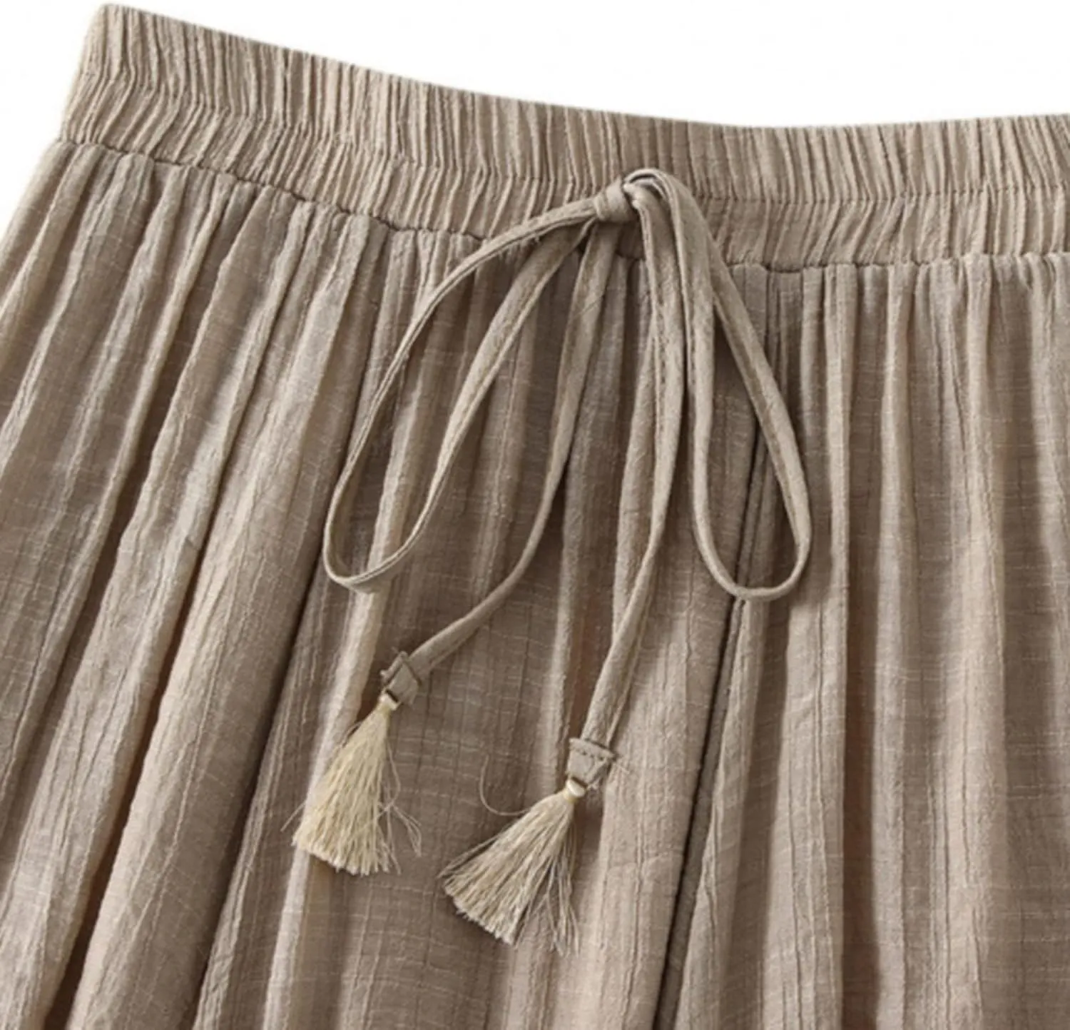 Skirt Womens Womens Boho Elastic High Waist Pleated A-Line Flowy Swing Tiered Maxi Long Skirt Dress with Pockets