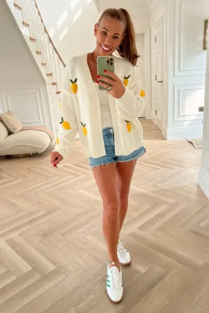 SOFT KNITTED CREAM LEMONS CARDIGAN