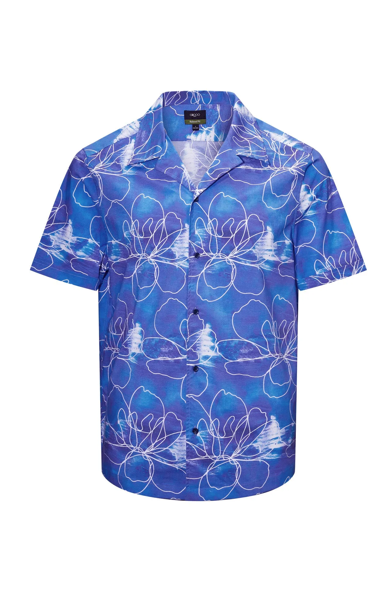 Soft Touch Stretch Floral Sketch All Over Print Casual Shirt in Relaxed Fit