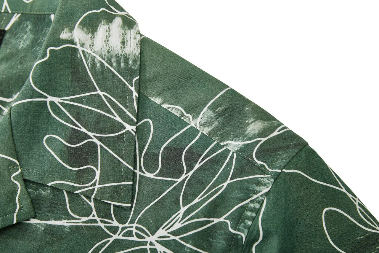 Soft Touch Stretch Floral Sketch All Over Print Casual Shirt in Relaxed Fit