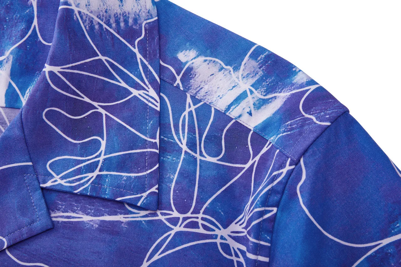 Soft Touch Stretch Floral Sketch All Over Print Casual Shirt in Relaxed Fit