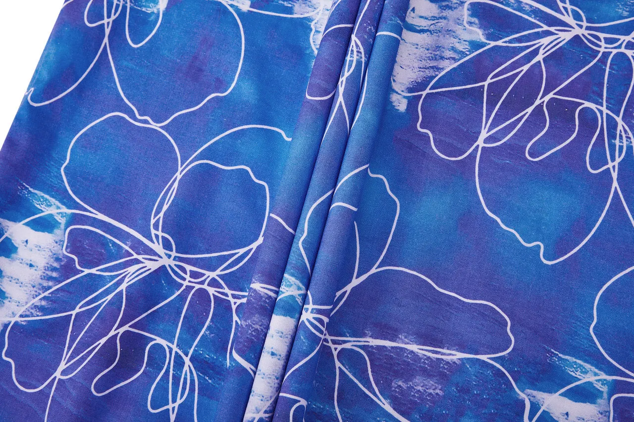 Soft Touch Stretch Floral Sketch All Over Print Casual Shirt in Relaxed Fit