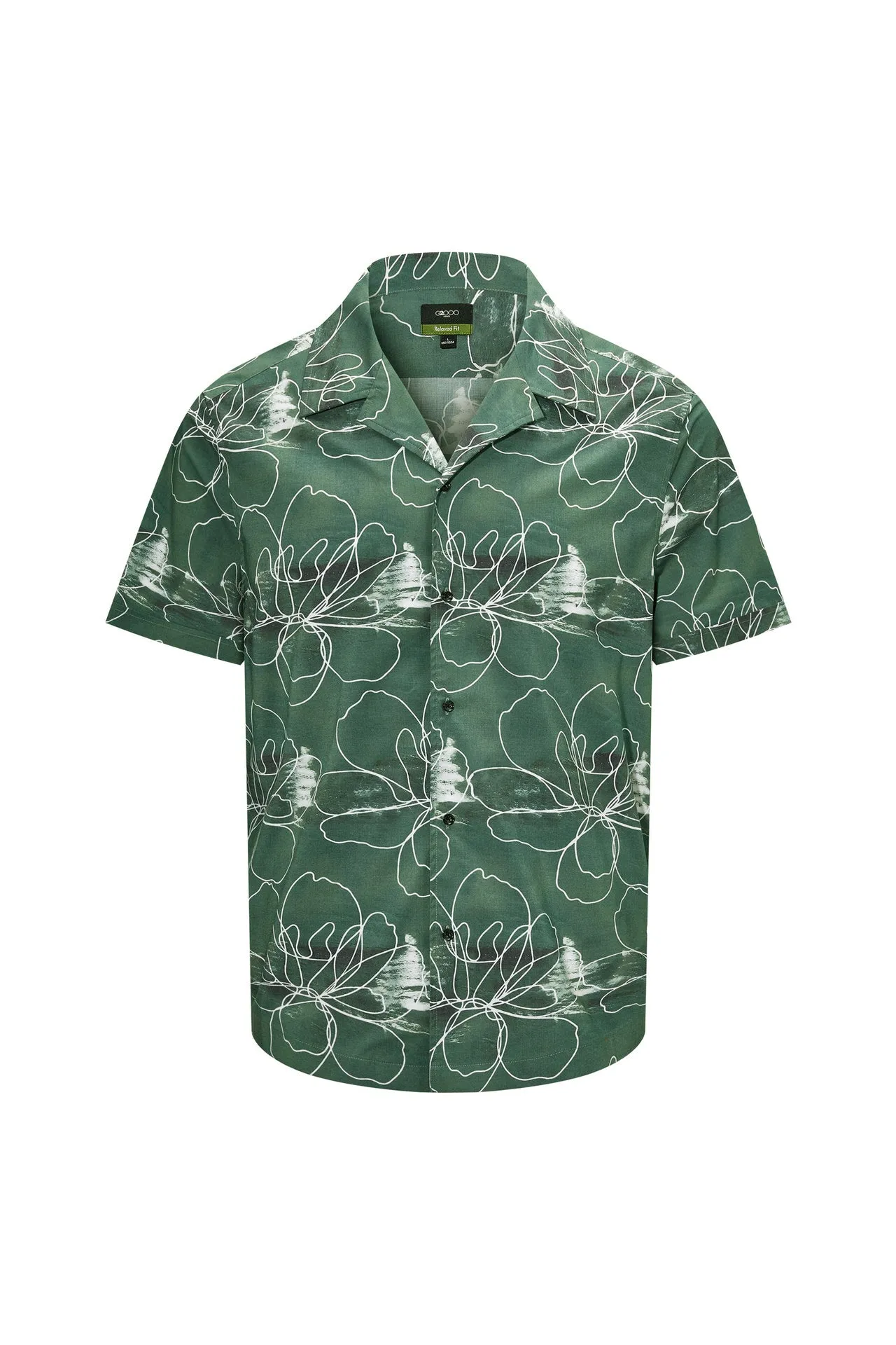 Soft Touch Stretch Floral Sketch All Over Print Casual Shirt in Relaxed Fit