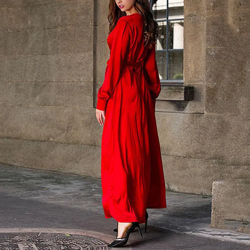 Solid Maxi Large Hem Warp Dress