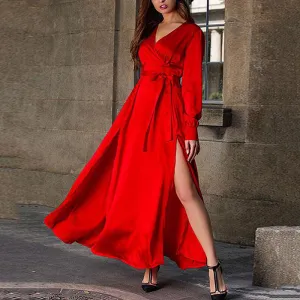 Solid Maxi Large Hem Warp Dress