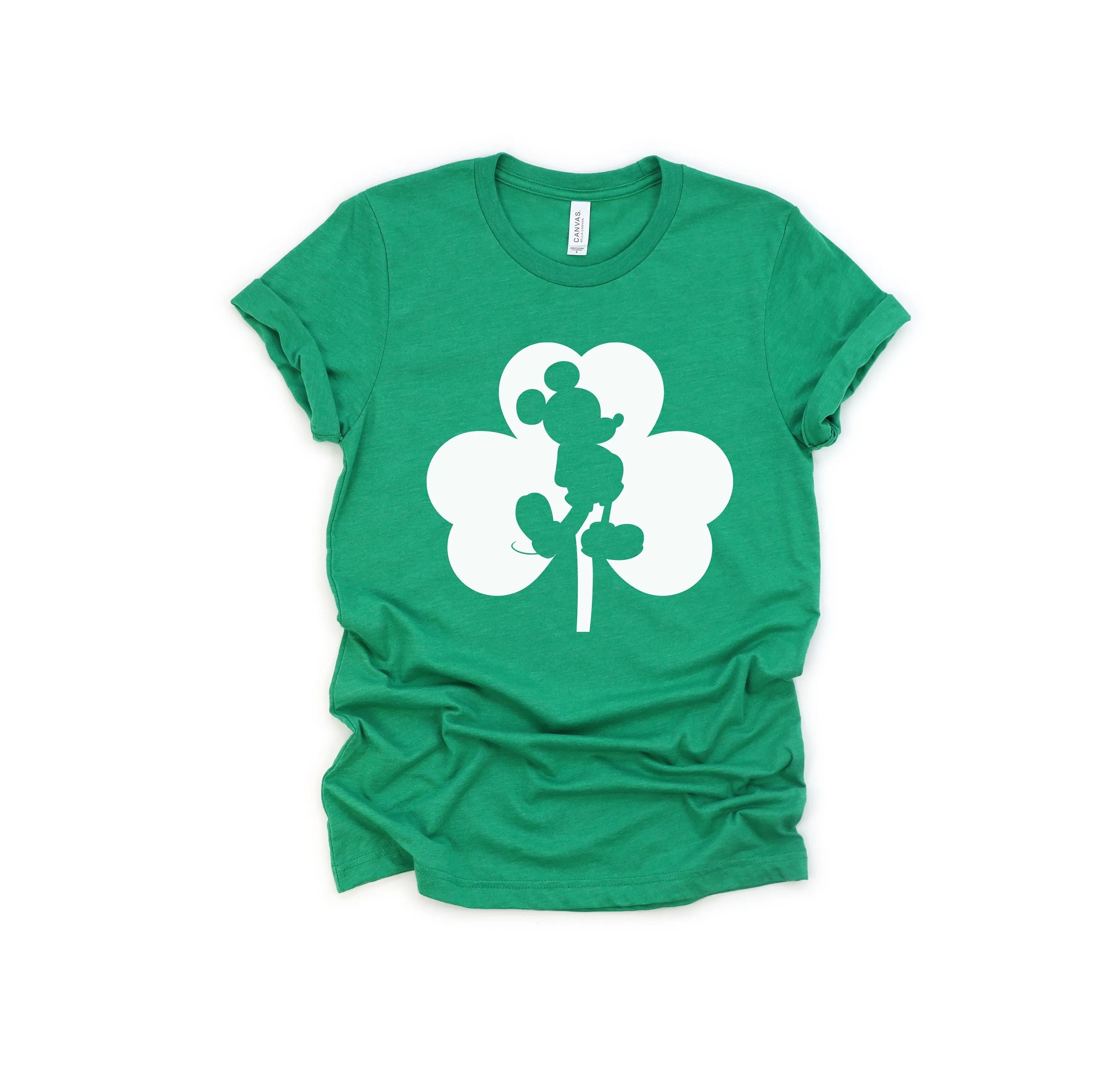 St. Patrick's Day Mickey Mouse T Shirt- Outline Silhouette inside Shamrock - Clover - Lucky Mickey - Disney St. Patty's Day