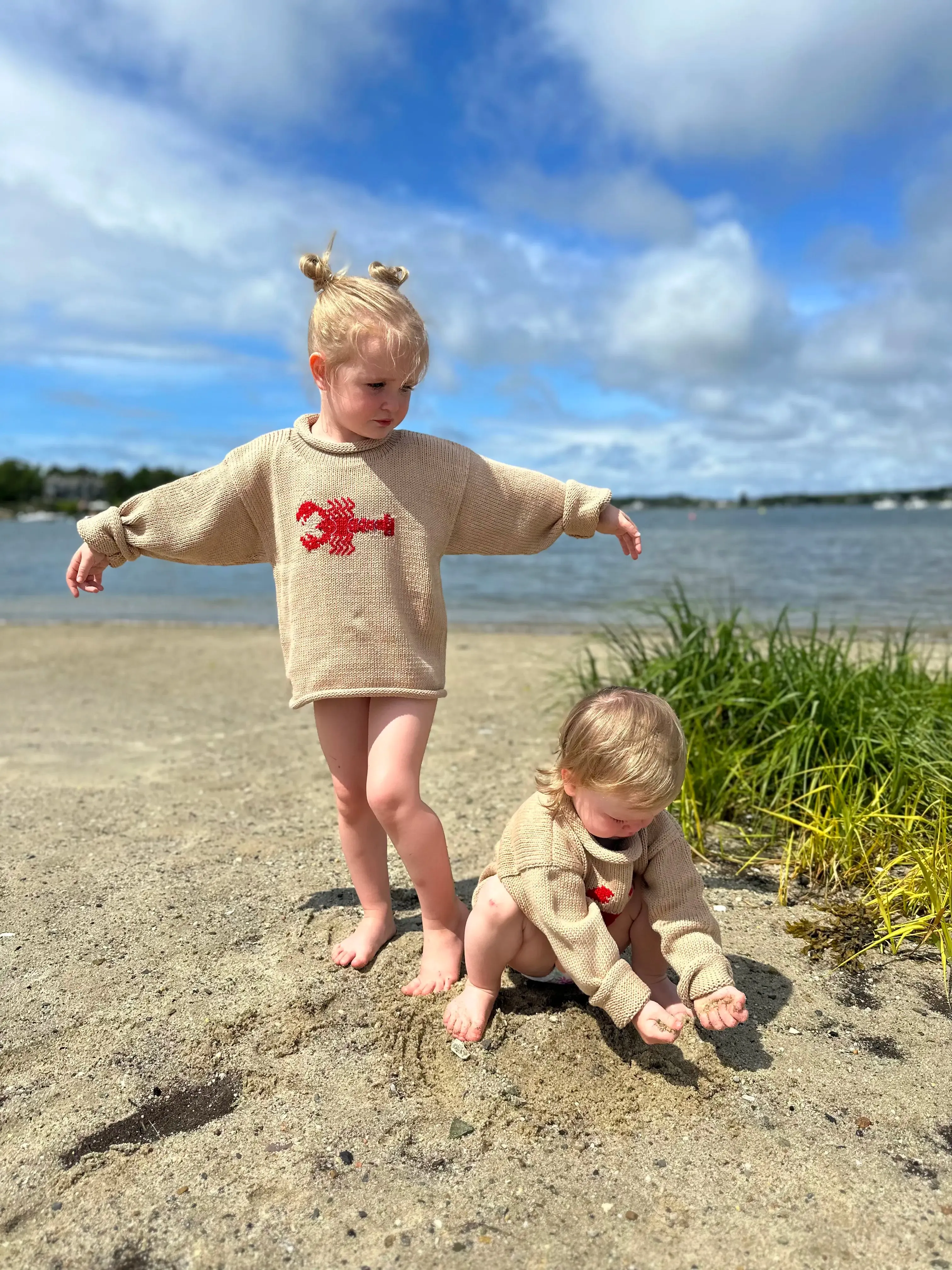 Tan Lobster Roll Neck Sweater