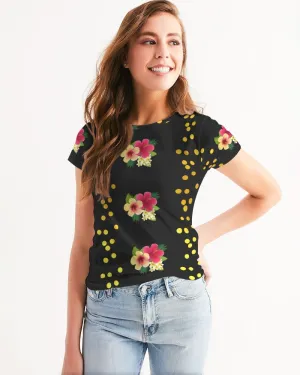 Tropical Black Floral Women's Tee