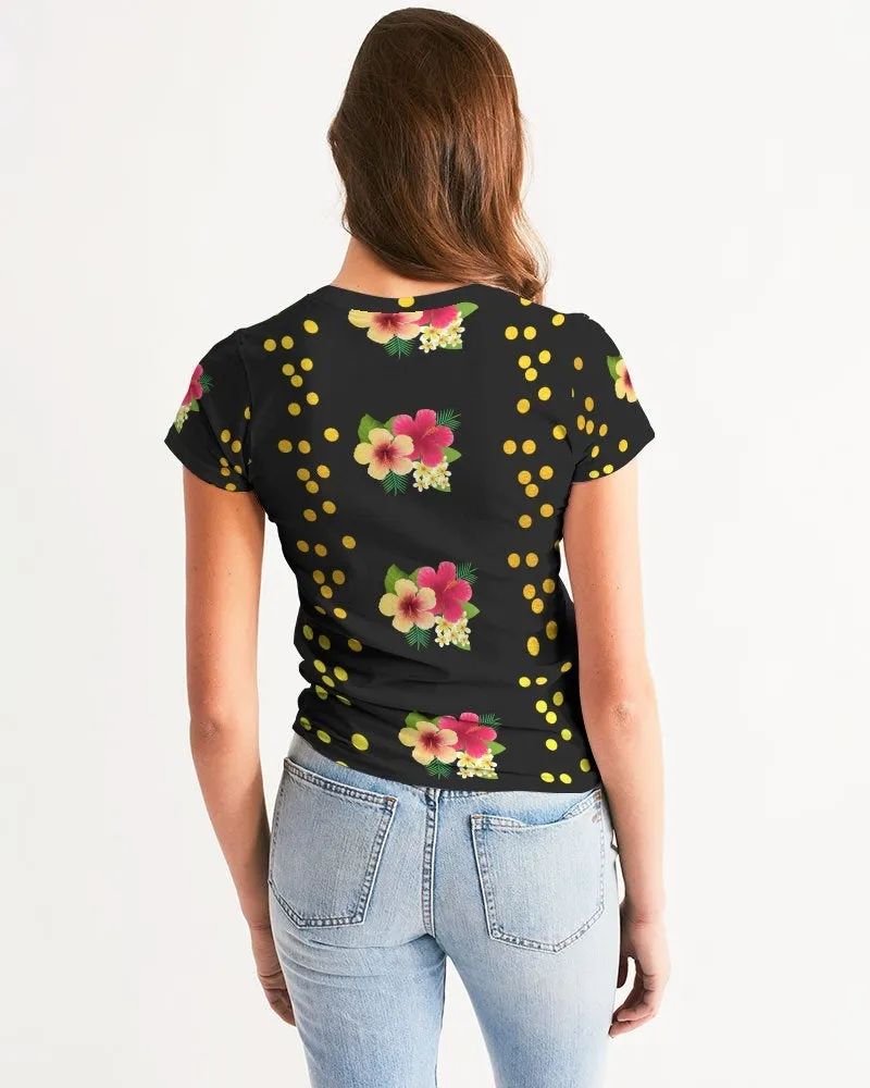 Tropical Black Floral Women's Tee