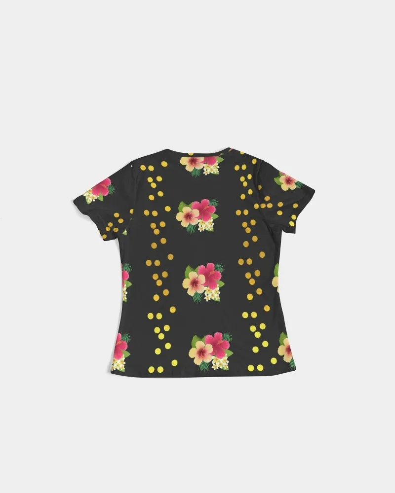 Tropical Black Floral Women's Tee