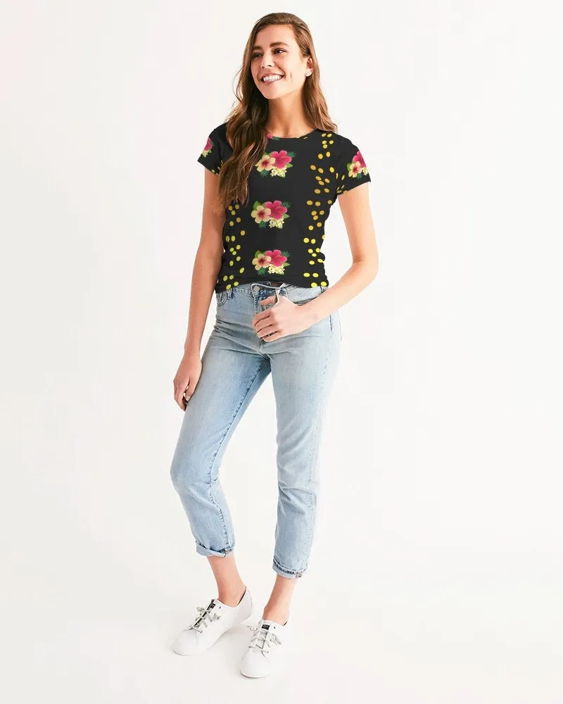 Tropical Black Floral Women's Tee