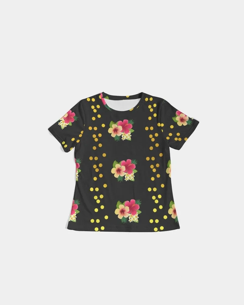 Tropical Black Floral Women's Tee