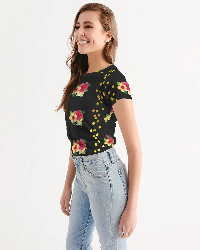 Tropical Black Floral Women's Tee