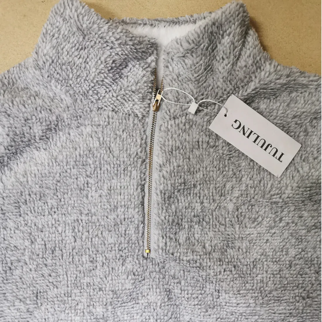 TUJULING Women Long Sleeve Pullover Jumper Zipper Fleece Top Sweaters