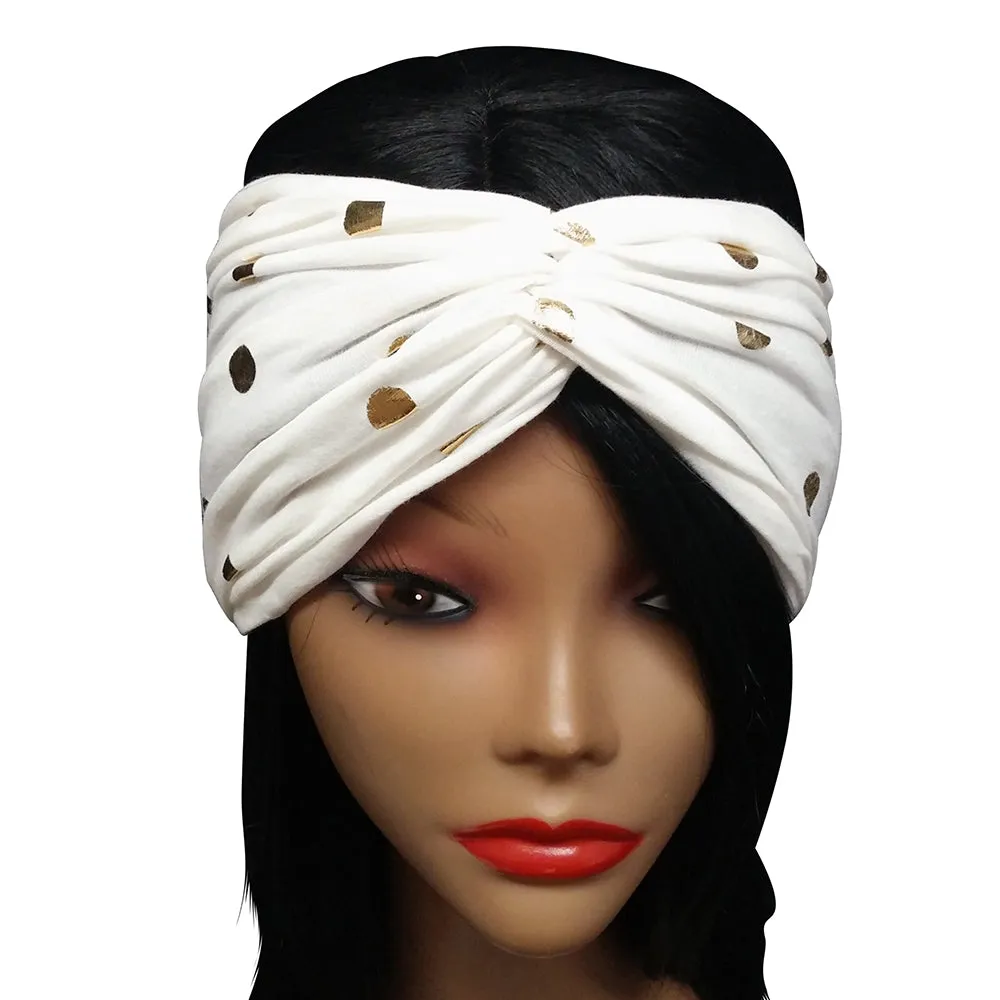 Turban Headband Ivory and Gold