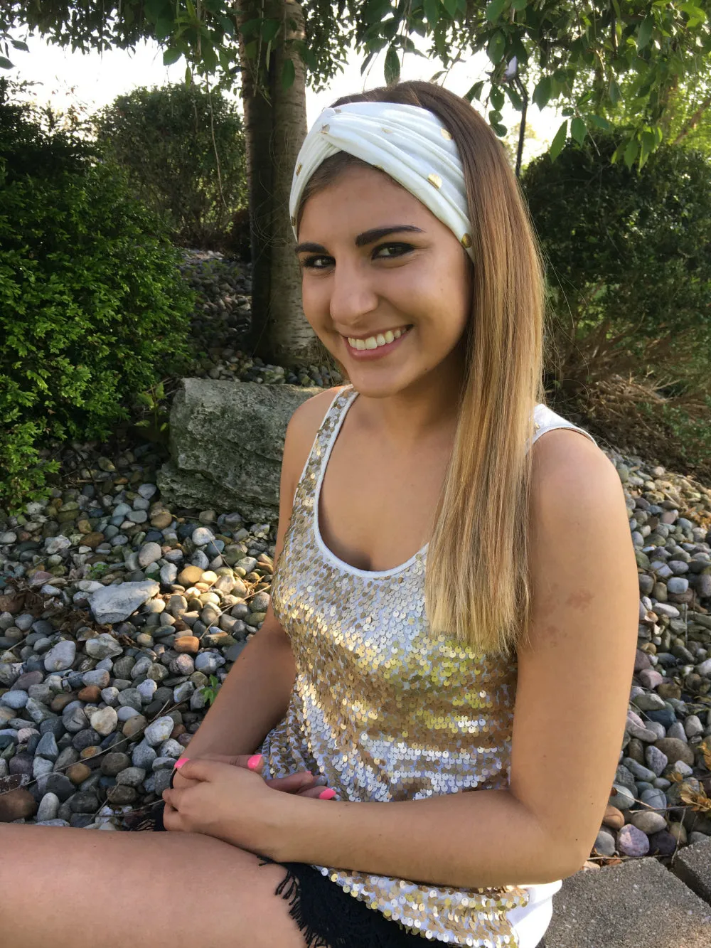 Turban Headband Ivory and Gold