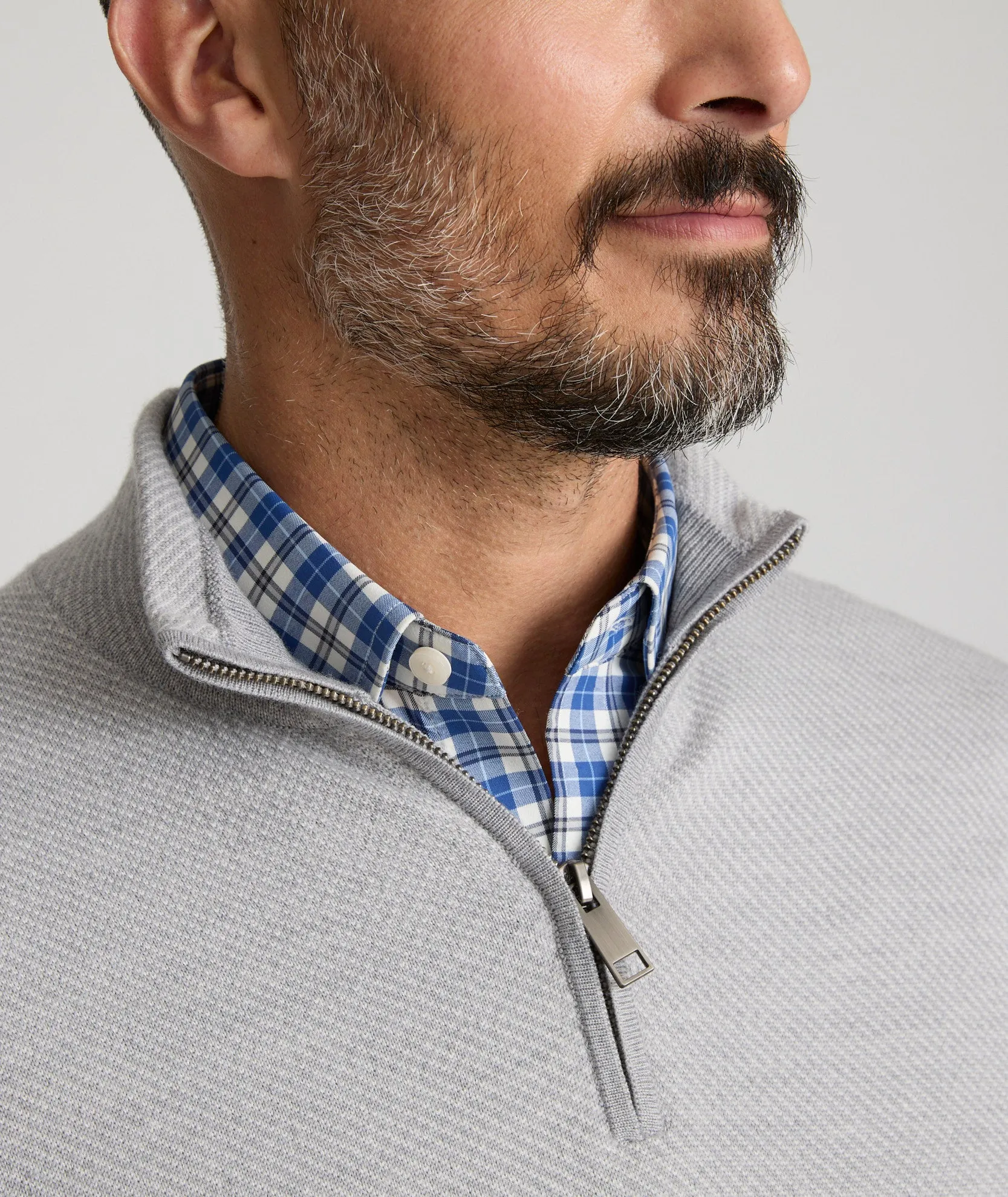 Twill Merino Wool Quarter-Zip Sweater