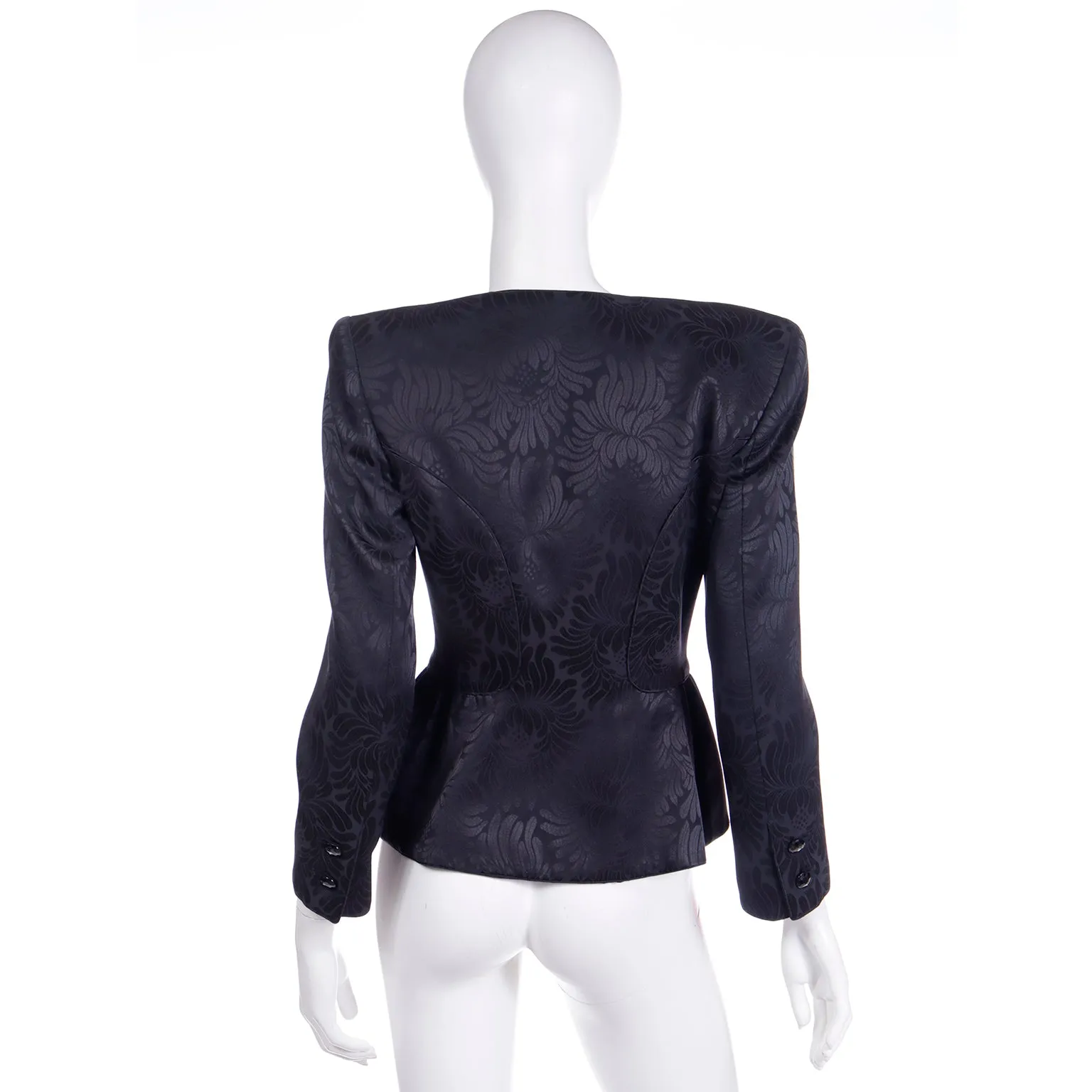 Valentino Garavani Vintage Black Tonal Floral Print Evening Jacket