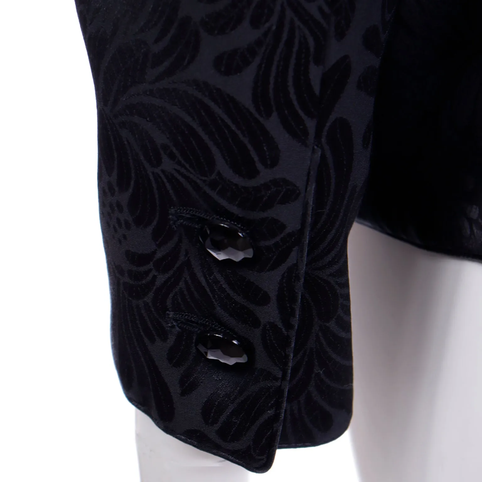 Valentino Garavani Vintage Black Tonal Floral Print Evening Jacket