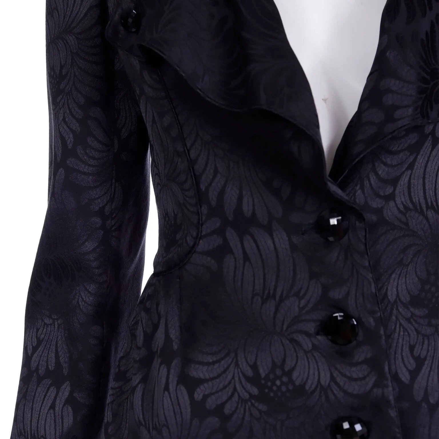 Valentino Garavani Vintage Black Tonal Floral Print Evening Jacket