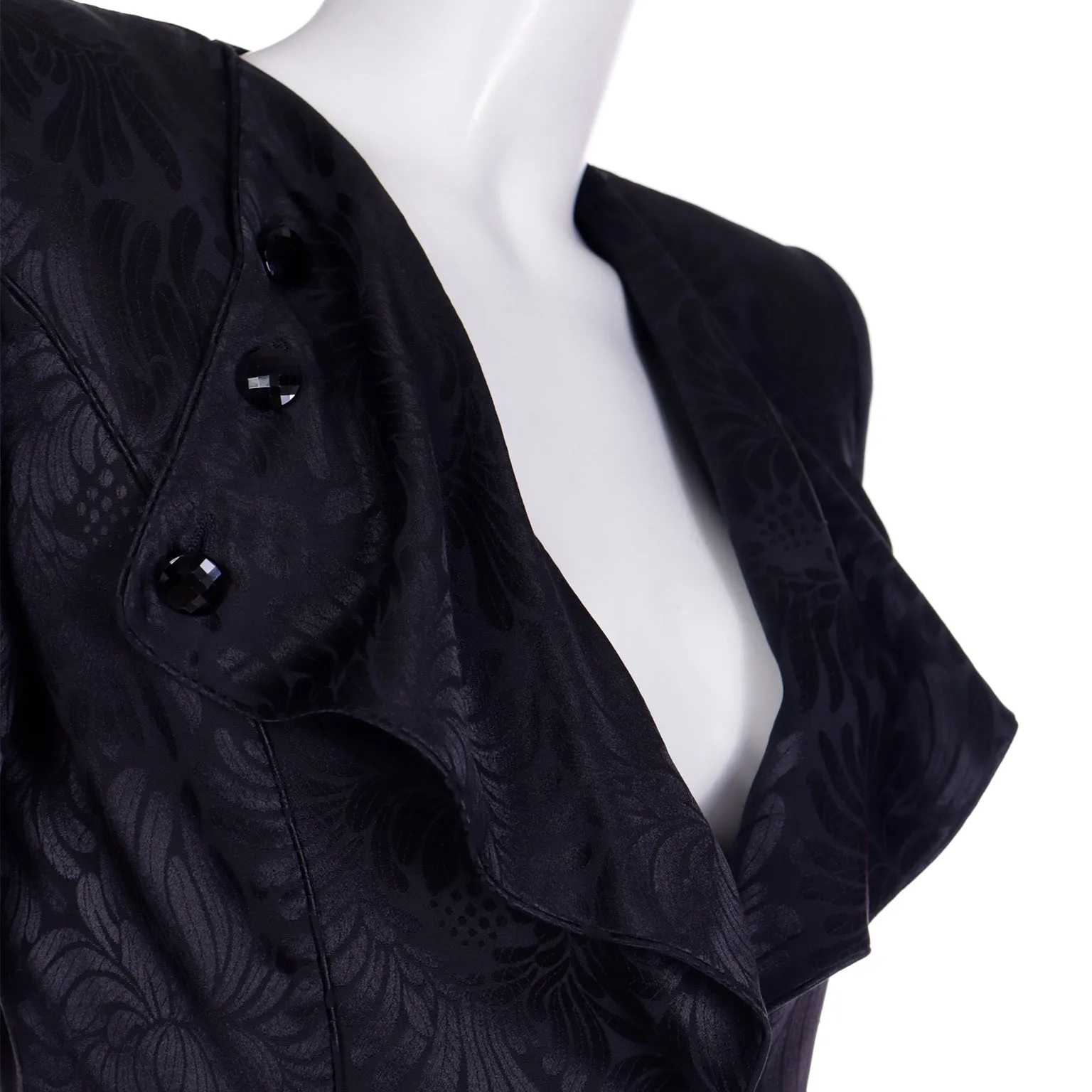 Valentino Garavani Vintage Black Tonal Floral Print Evening Jacket