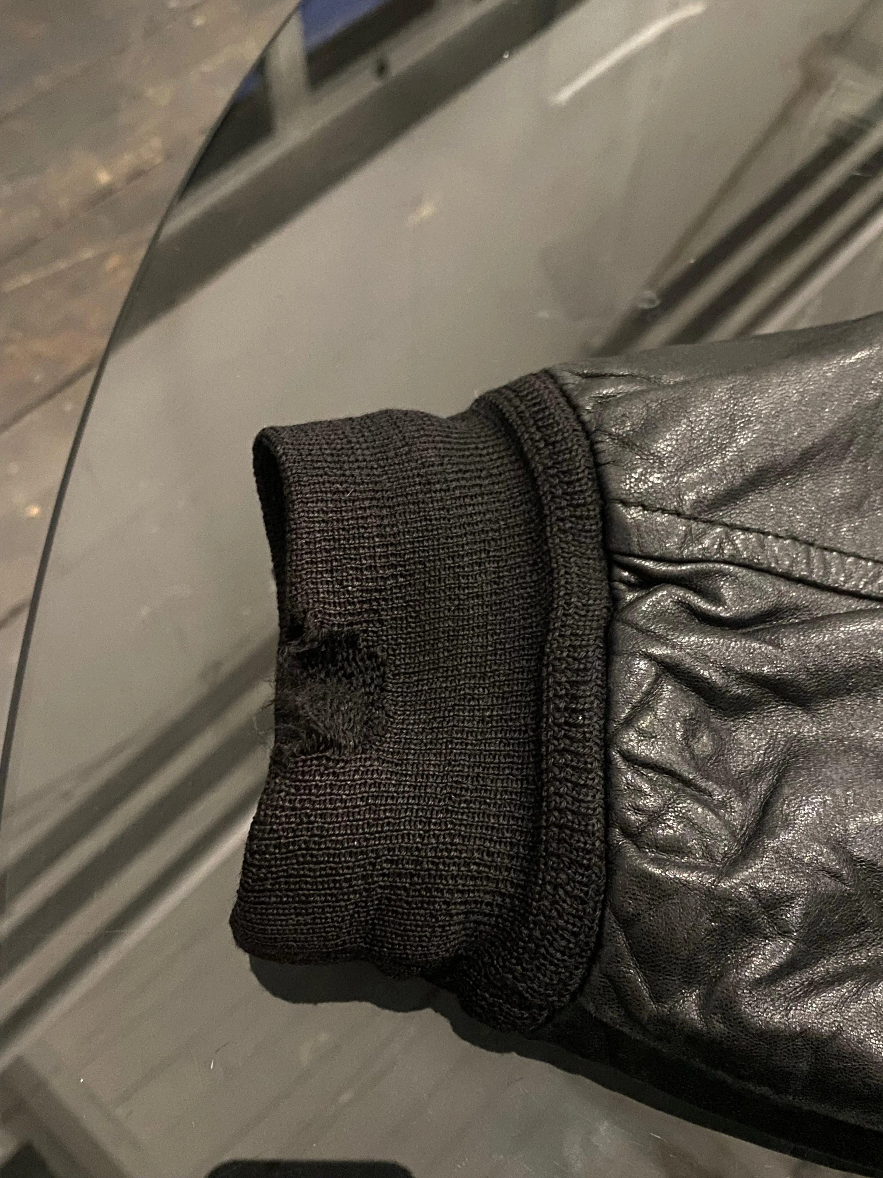 Vintage Leather Bomber Jacket - L