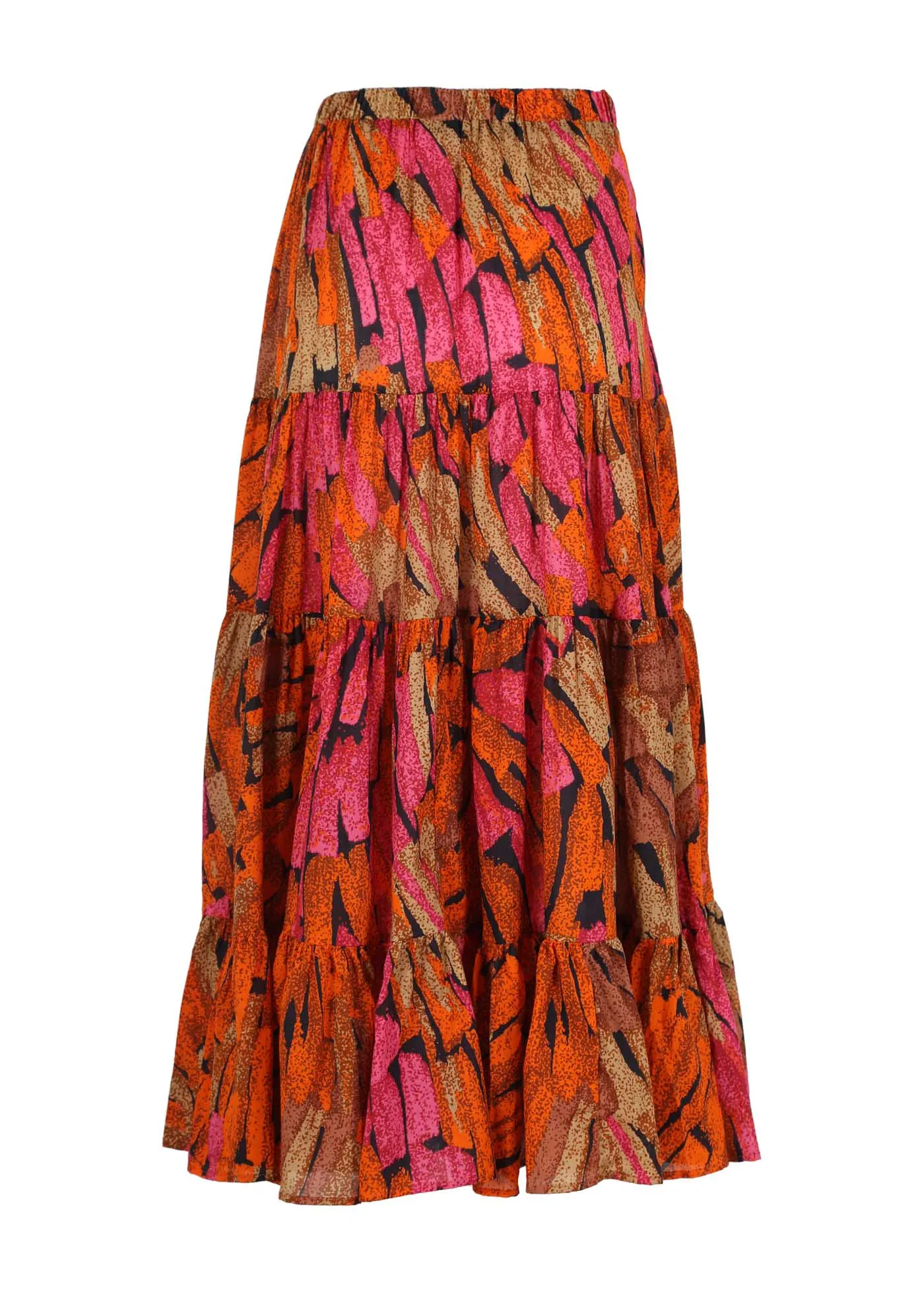 Vivant LAX Tiered Skirt Orange in Cotton Voile