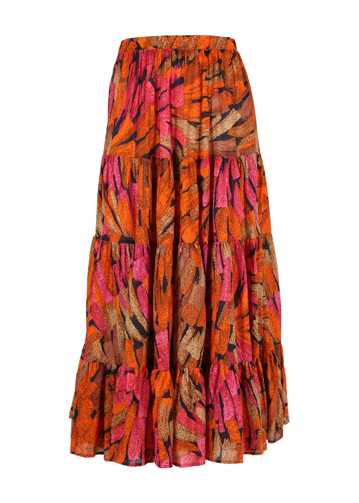 Vivant LAX Tiered Skirt Orange in Cotton Voile