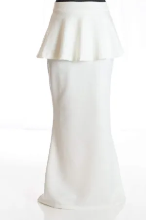 WHITE  HIGH-WAISTED BODYCON PEPLUM SKIRT
