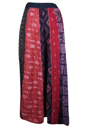 Women Maxi Skirt, Multi Pink Patchwork Dori Long Skirts, Festive Boho Skirts S/M/L