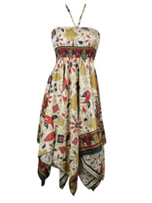 Womens Beach Dress Beige Black Boho Beach Dress S/M