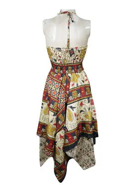 Womens Beach Dress Beige Black Boho Beach Dress S/M