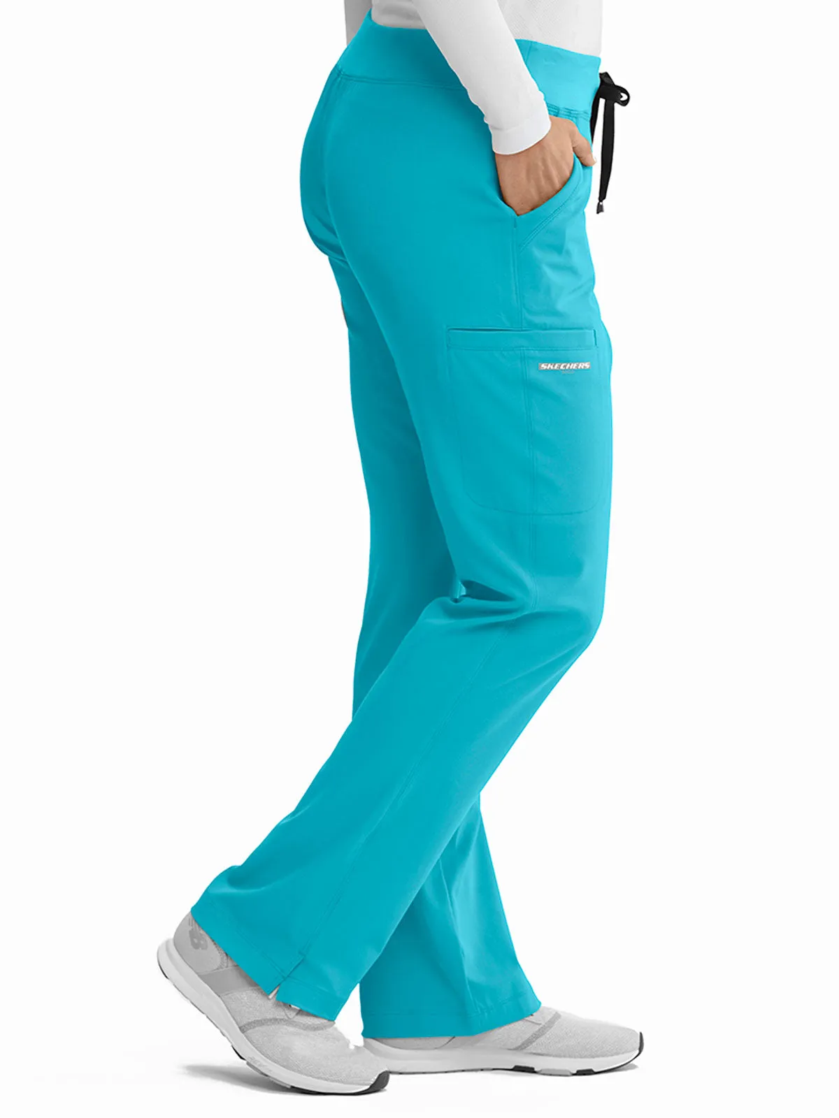 Women’s Shaped Leg Cargo Scrub Pants with Elastic Waistband