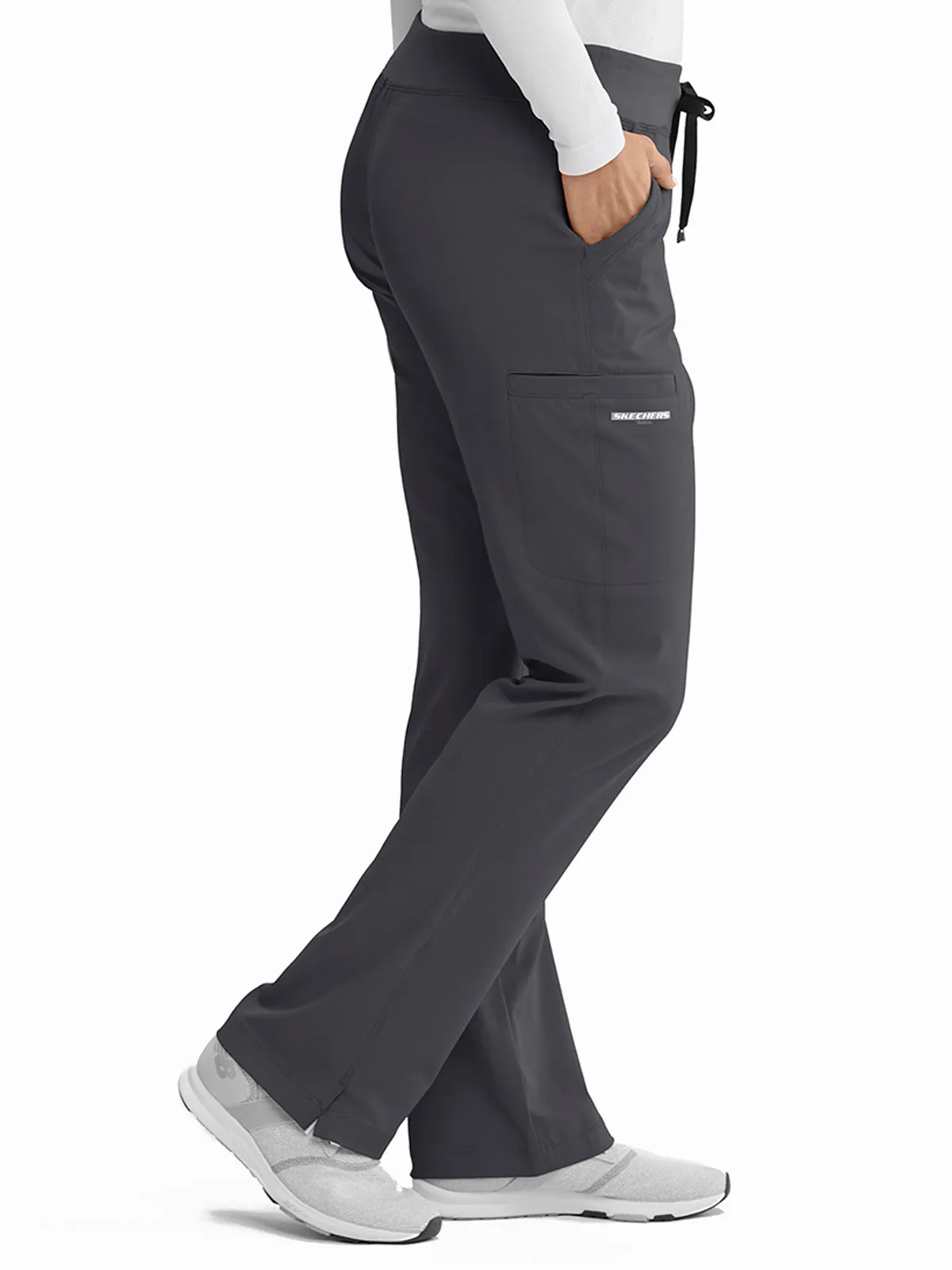 Women’s Shaped Leg Cargo Scrub Pants with Elastic Waistband