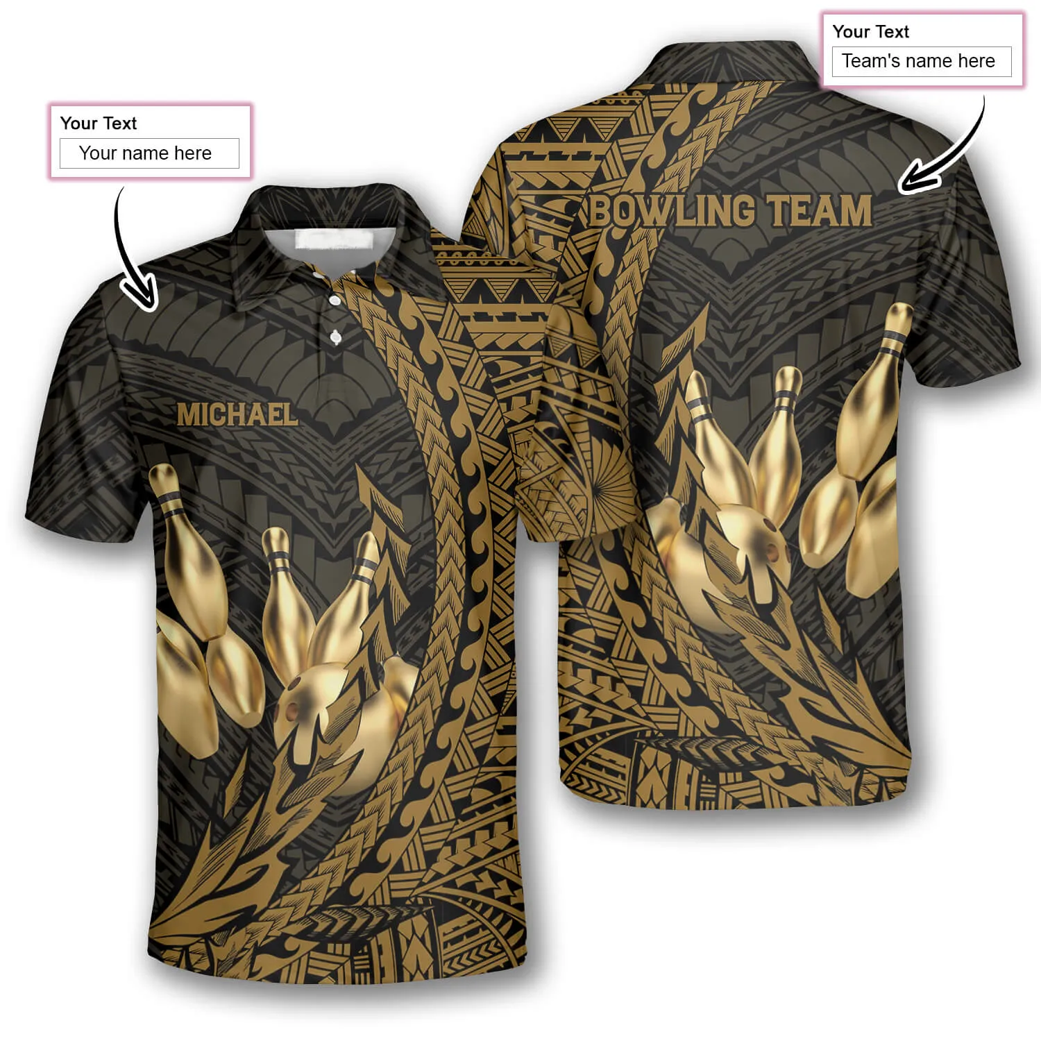 Yellow Hawaiian Pattern Custom Bowling Shirts for Men, Perfect Gift for Bowler